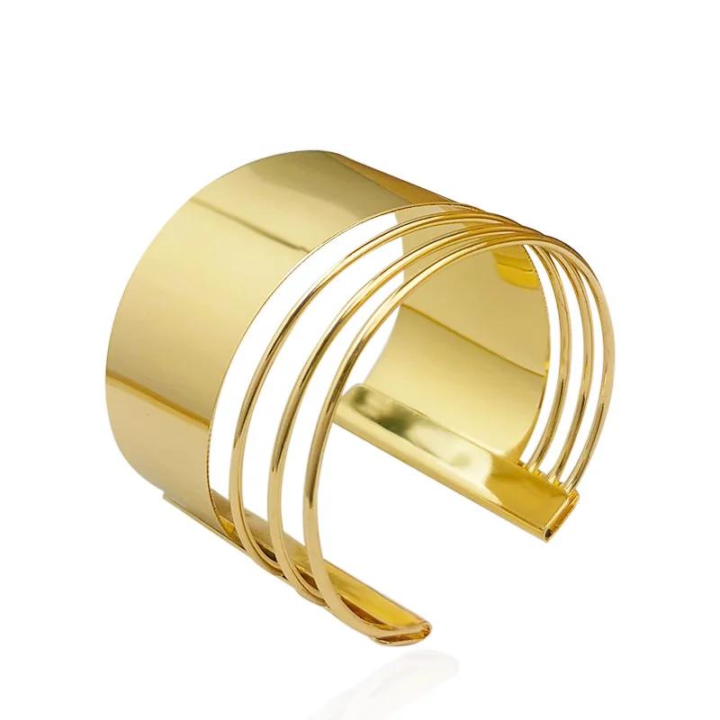 Pulseras Punk Style Gold Color Alloy Cuff Bracelets For Women Vintage Geometric Metal Bangles for Women Dorado Bangle Jewelry