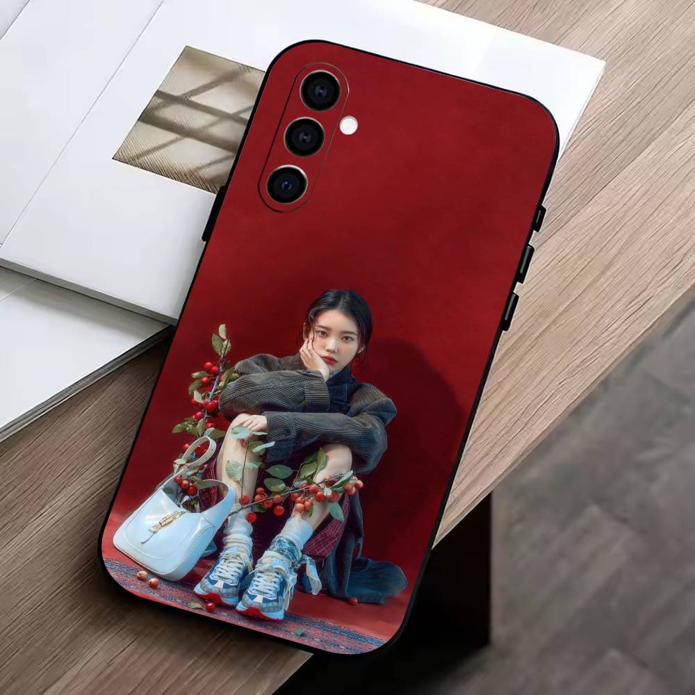 Singer  IU Lee Ji-eun  Phone Case Black Silicone Soft For Samsung Galaxy A73,A72,A71,A70,A53,A52,A51 Samsung a11