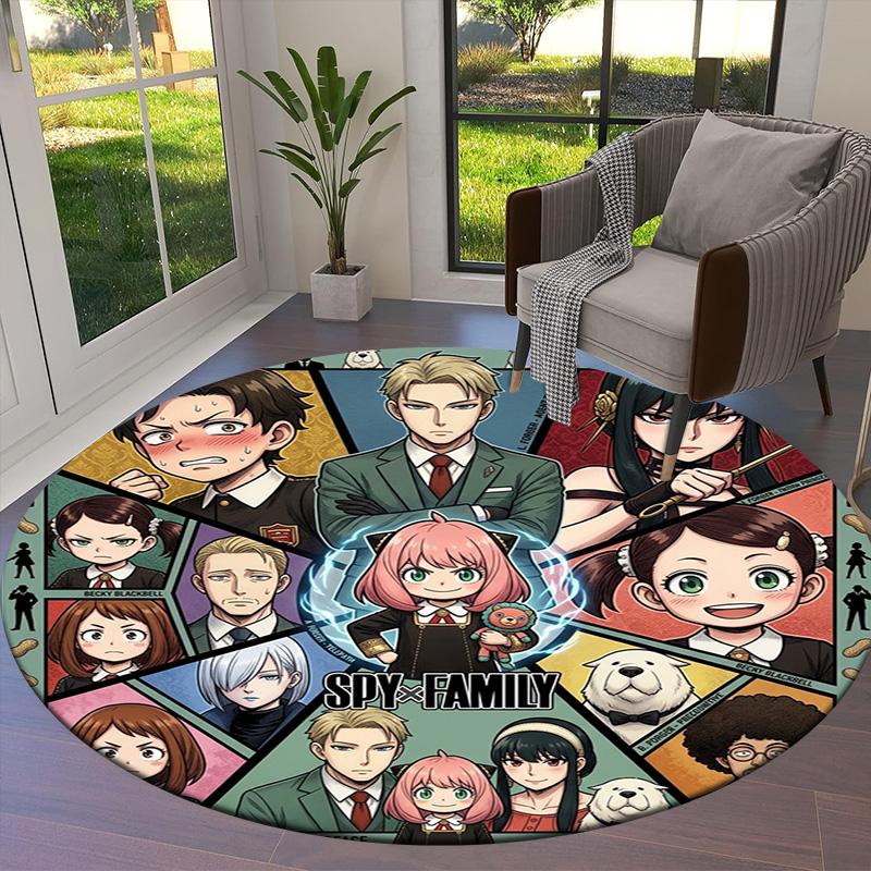 Spy Family Round Area Rug Carpet Rug For Living Room Bedroom Sofa Playroom Decor Nonslip Floor Mat