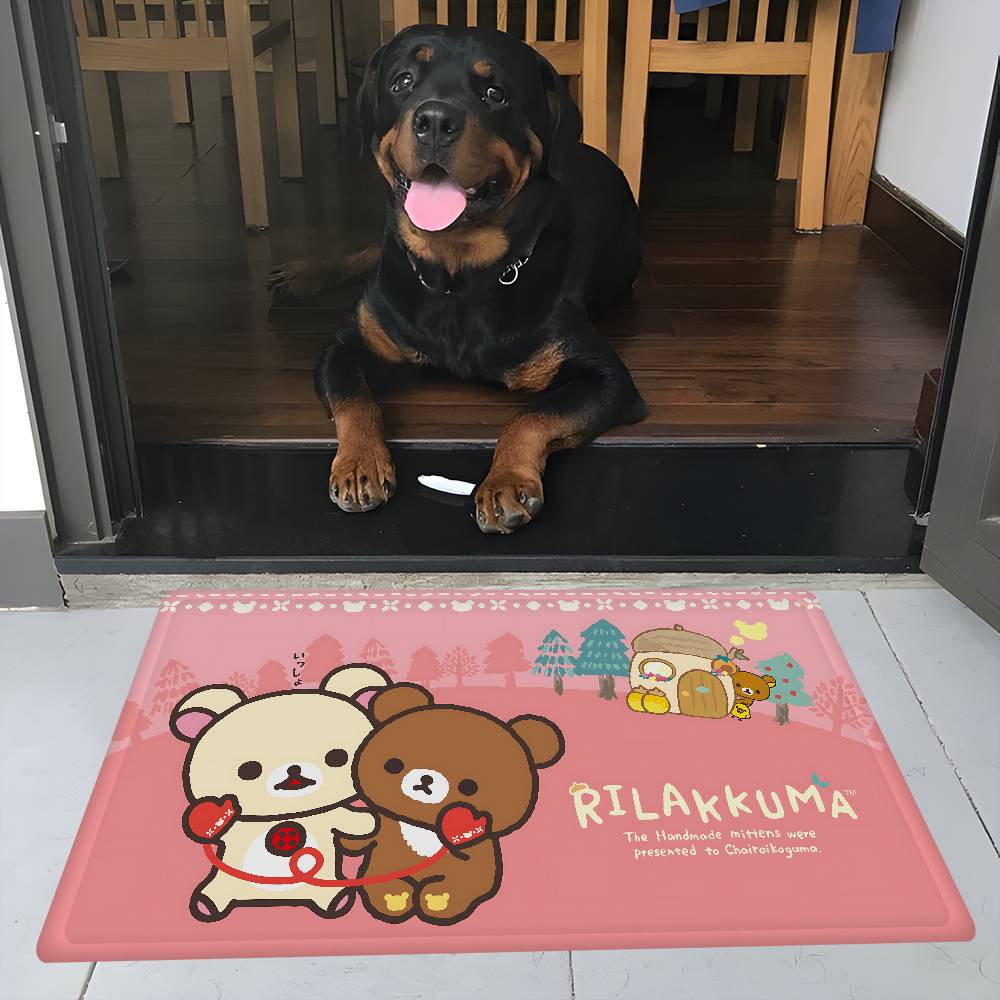 Kawaii Rilakkuma Bear Door Mat Nordic Style Bedroom Living Room Doormat Home Balcony Anti-Slip Alfombra
