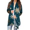 Women's Fashion Christmas Print Jacket Long Sleeve Casual Cardigan Coat