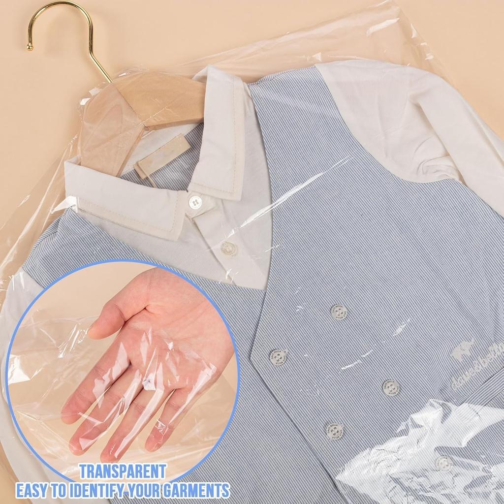 25 Pack Dry Cleaning Bags, 60x90 cm Dry Cleaner Bags Plastic Clear, Dust-proof Plastic Garment Bags, Home Storage, Travel, Moving