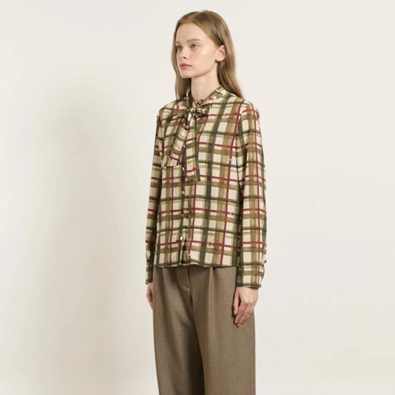 Bcbg Tie Check Blouse B5f8b433