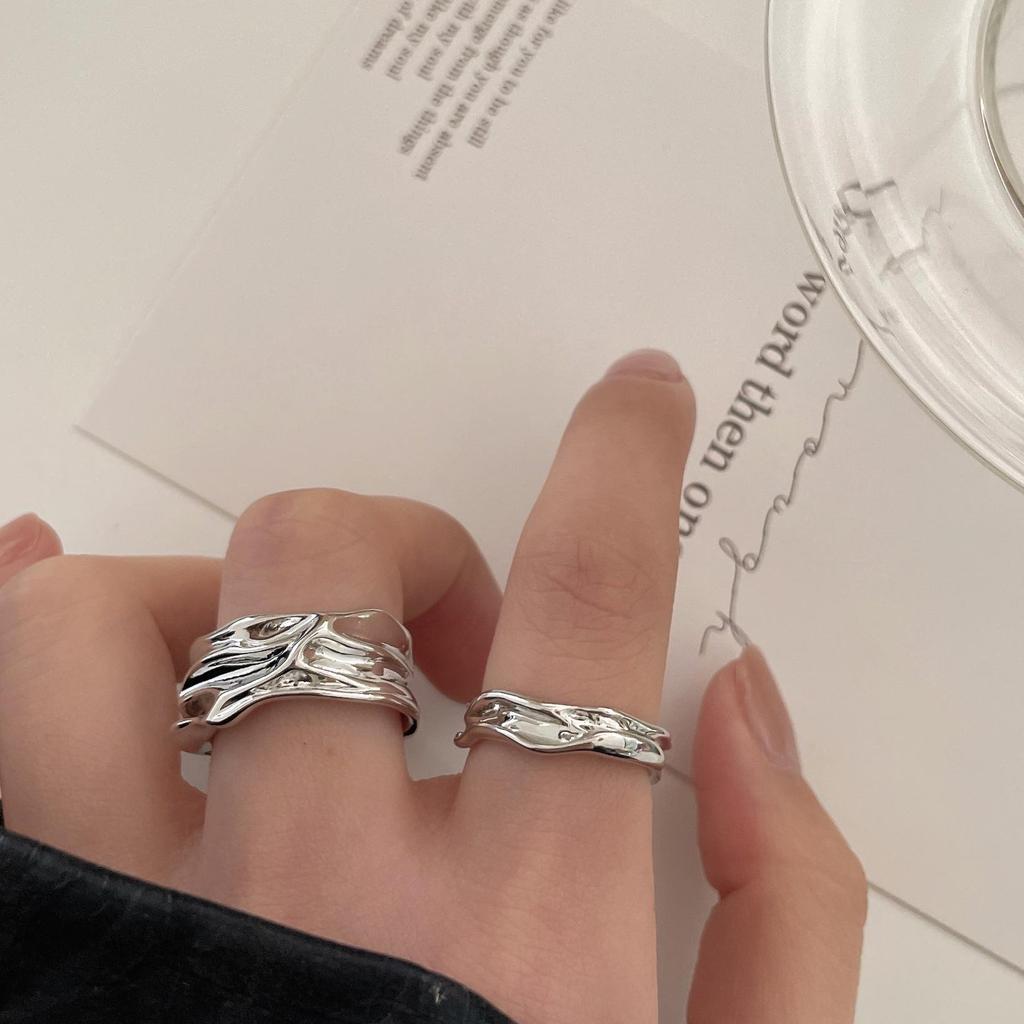 Irregular Adjustable Texture Ring for Women - Unique Design, Light Luxury Index Finger Ring