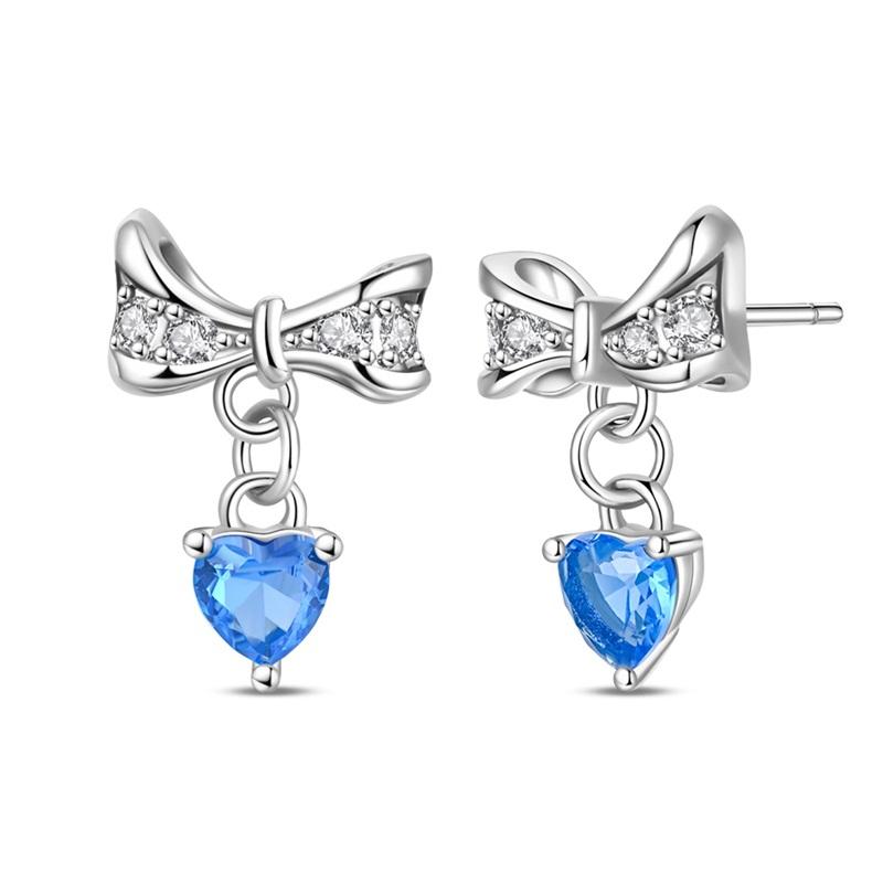 925 Silver Charms Colorful Bow Set Earrings Ring Beads Pendant for Women Bracelets Necklaces DIY Jewelry Gift