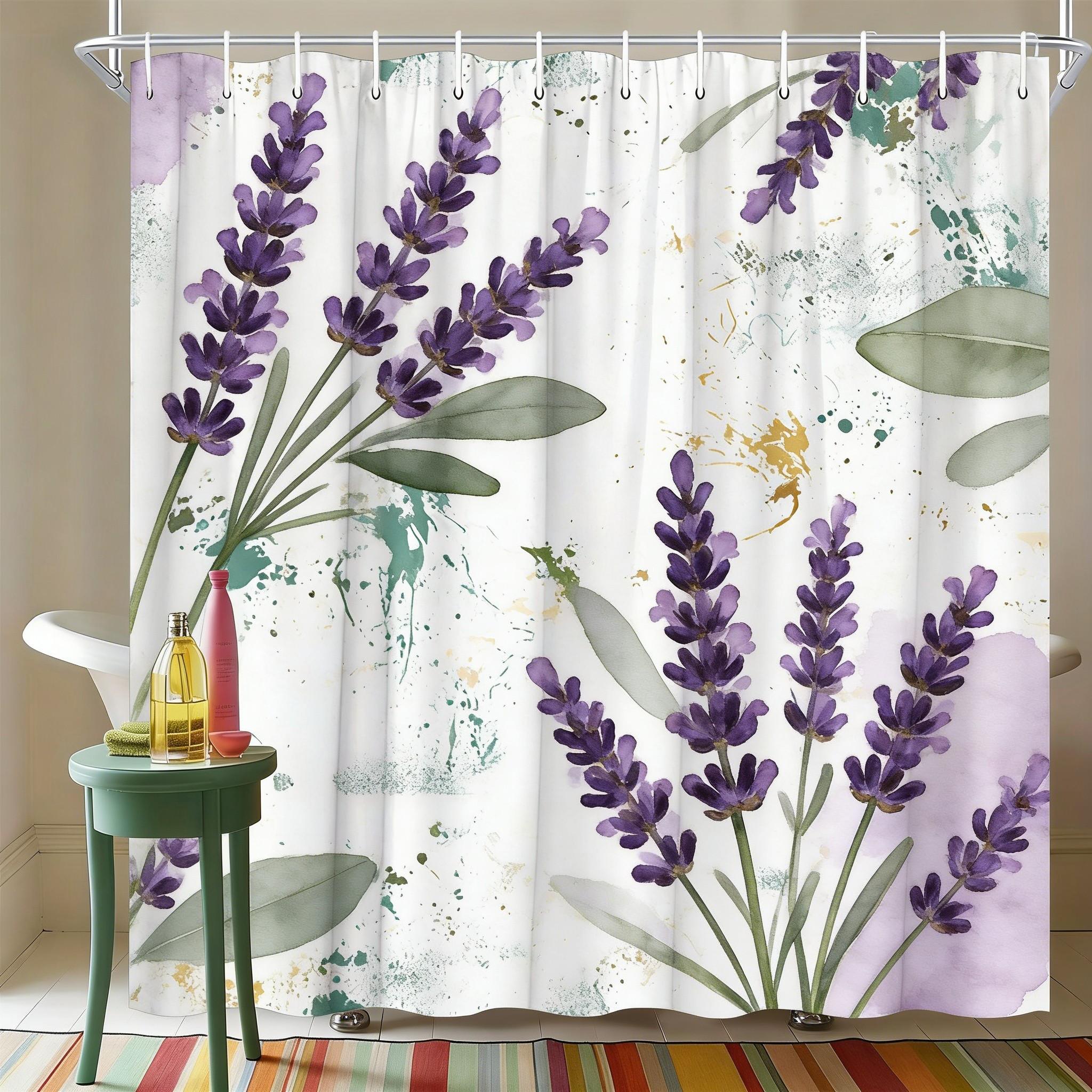 

Watercolor White Gardenia Flowers With Green Leaves Waterproof Shower Curtain For Bathroom Decor W60H190(CM)-1 Pcs