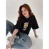 European and American Fashion Casual Loose Round Neck Print Short Sleeve T-shirt Top Loose Printed T-shirt Top