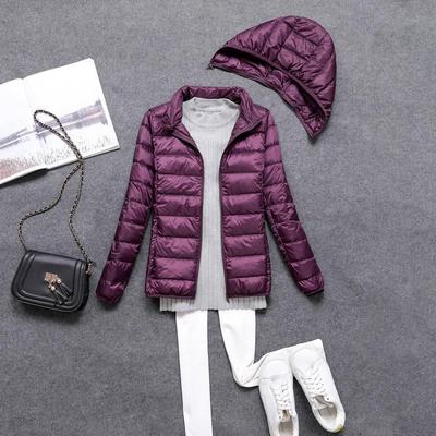 Herbst Winter Abnehmbare Kappe Damen Leichte Daunenjacke Mit Kapuze Reißverschluss Gestellte Ultraleichte Jacke M-4XL