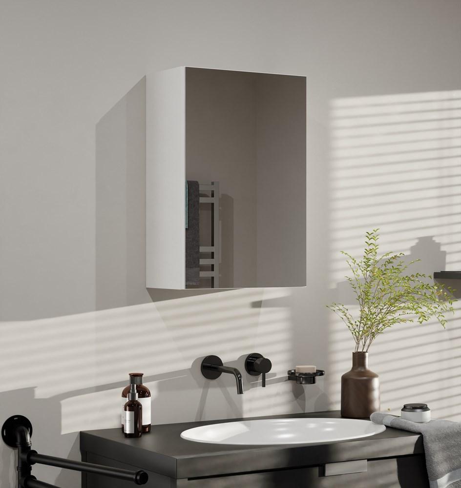 Pola Bathroom Cabinet 1 Door Mirror White