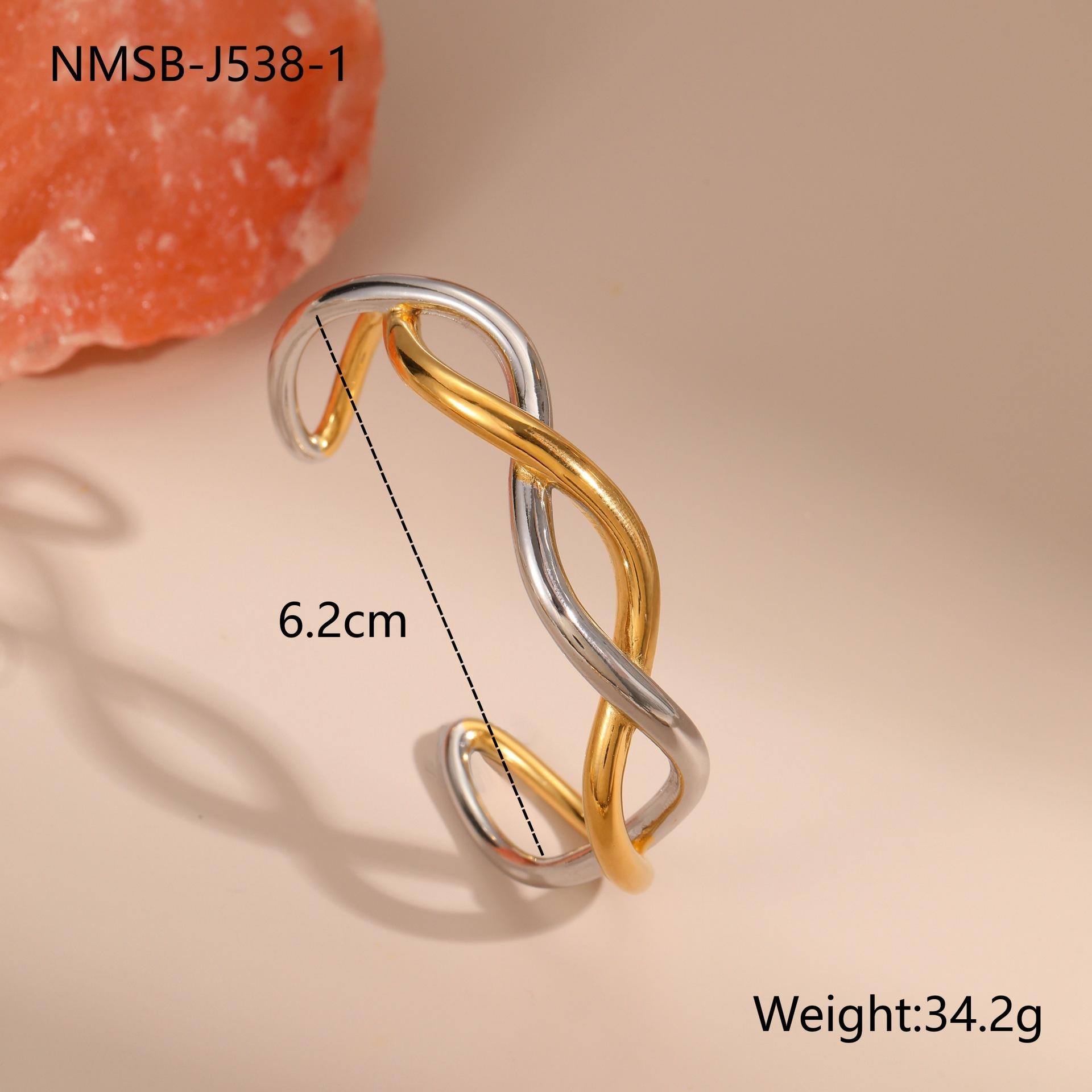 GEMCHIC Women s Fashion Two-Tone Stainless Steel Cuff Bracelet, 18K Gold Plated Geometric Open Bangle 18K