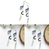 Moon And Star Quartz Crystal Butterfly Wing Hoop Earrings For Women With Silver Plating