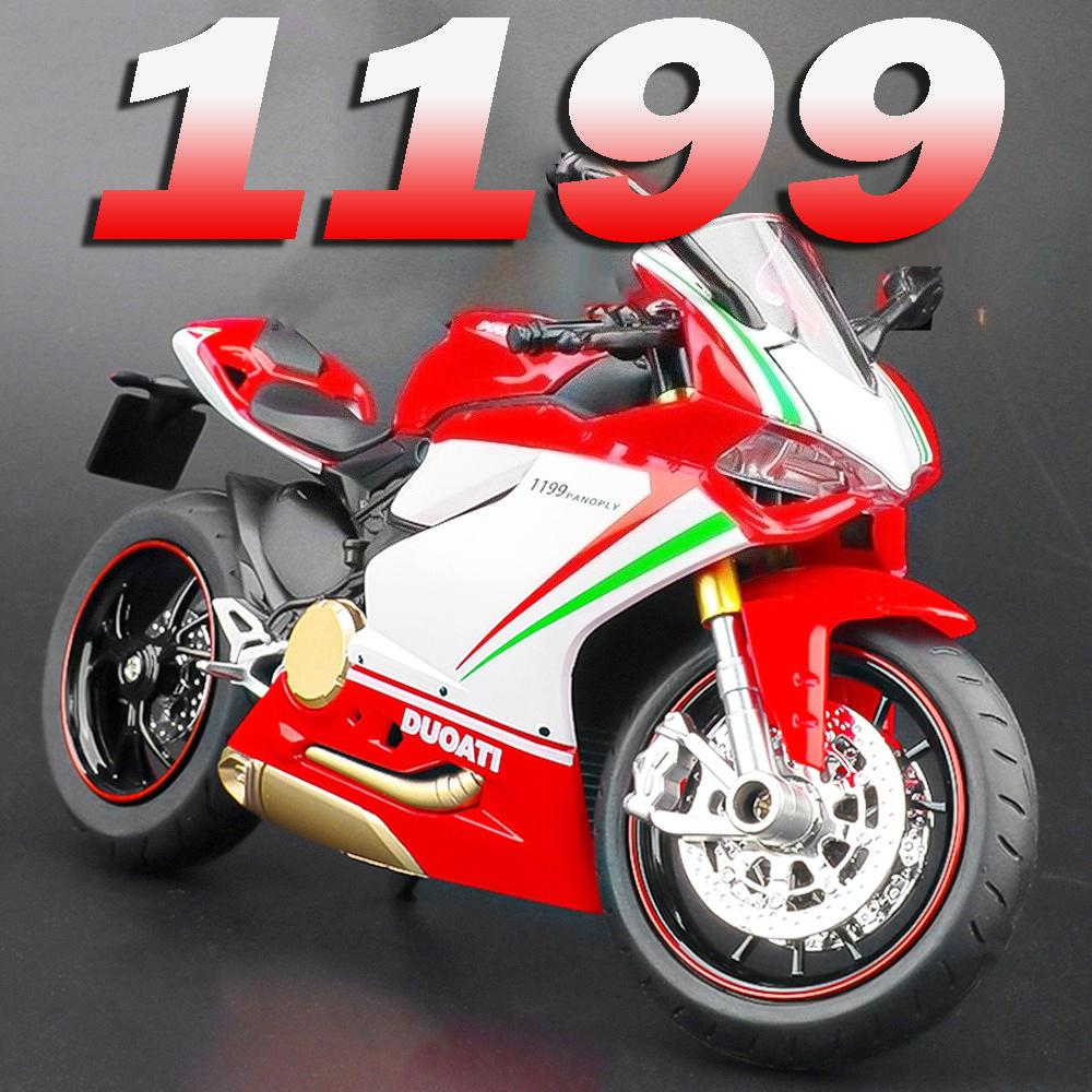 1:12 Scale 1199 V4S Motorcycle Model Toys Alloy Diecast Sound Light Shock Absorption Rubber Tires Motorbike Models for Kid Adult
