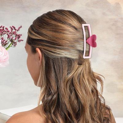 Hair Claw Hollow Rectangle Shape Plastic Clip Heart Shape Back Head Hair Claw Daily Party Wear Hair Accessories