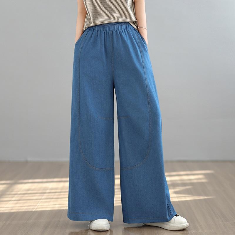 plus size Vintage high waist casual loose Women Spring summer autumn jeans denim wide leg Pants