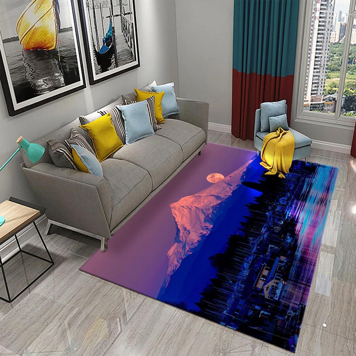 

Fantasy Moon Night Forest Carpet Bathroom Non-Slip Mat Black Night Starry Sky Forest Floor Mats Bedroom Living Room Decor Carpet 40x60cm 16x24 inch