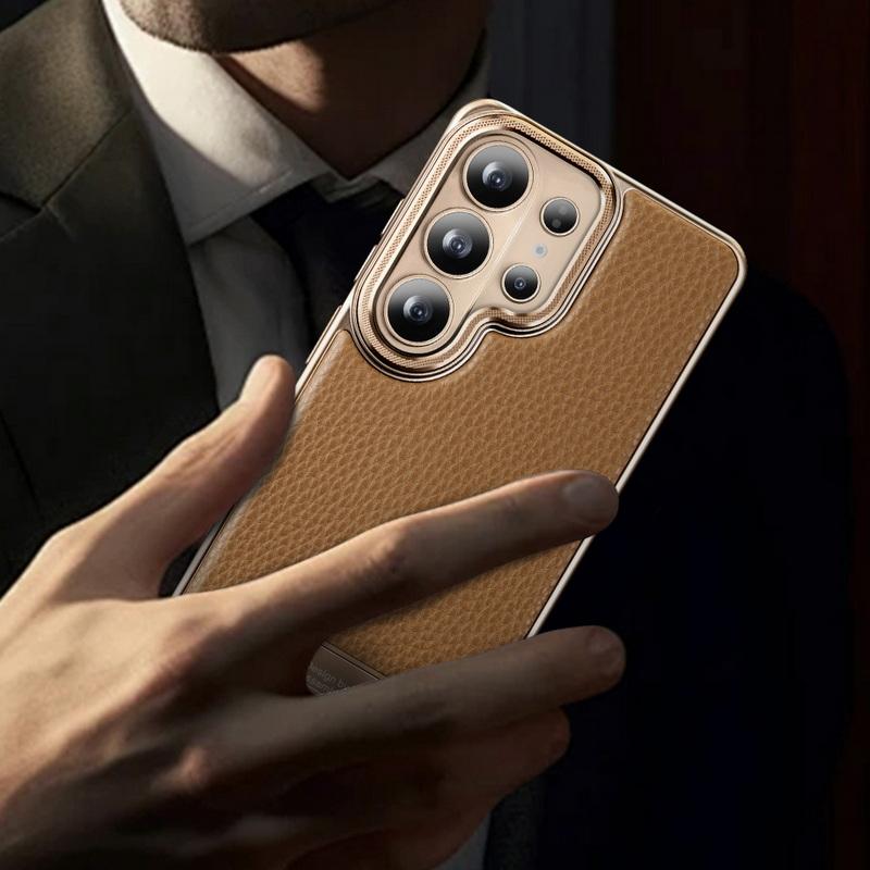 Plating Magnetic Leather Case For Samsung Galaxy S26 Ultra S25 S24 S23 Ultra Luxury Shockproof Bumper Folding Bracket Phone Cover