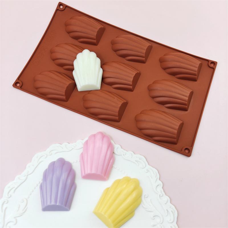 Heat Resistant Silicone Madeline Pan 9 Cavities Nonstick Food Grade Baking Mold for DIY Pastry Cookie