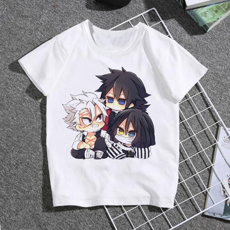 Fashion Cartoon Demon Slayer Anime Kimetsu No Yaiba Print Kids T-Shirt Summer Tees Loose Short Sleeve Women Tops Female Clothes