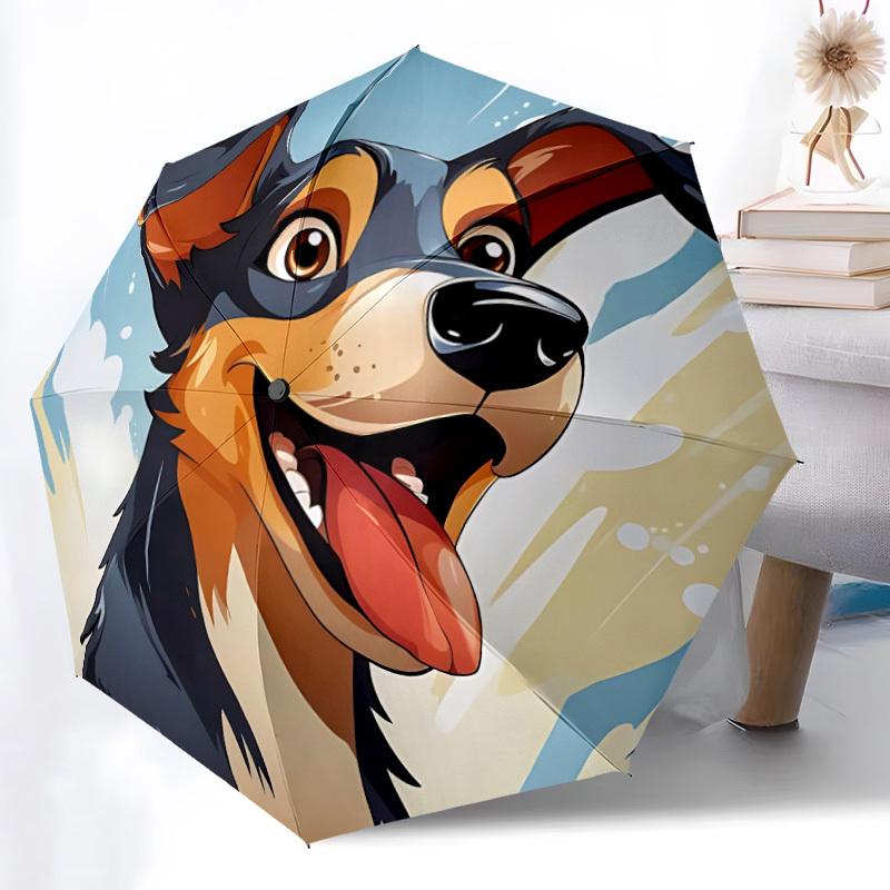 1 Stück Welpe Verspielt Automatischer Öffnen/Schließen Schirm mit Ein-Knopf-Bedienung, Winddichtes Design Leichtgewichtiger Tragbarer Schirm für Damen & Herren6096