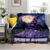 1PC Custom Name Magic Hat Night flannel blanket versatile,all-season throw suitable for the living room,bedroom,camping,travel,and gift