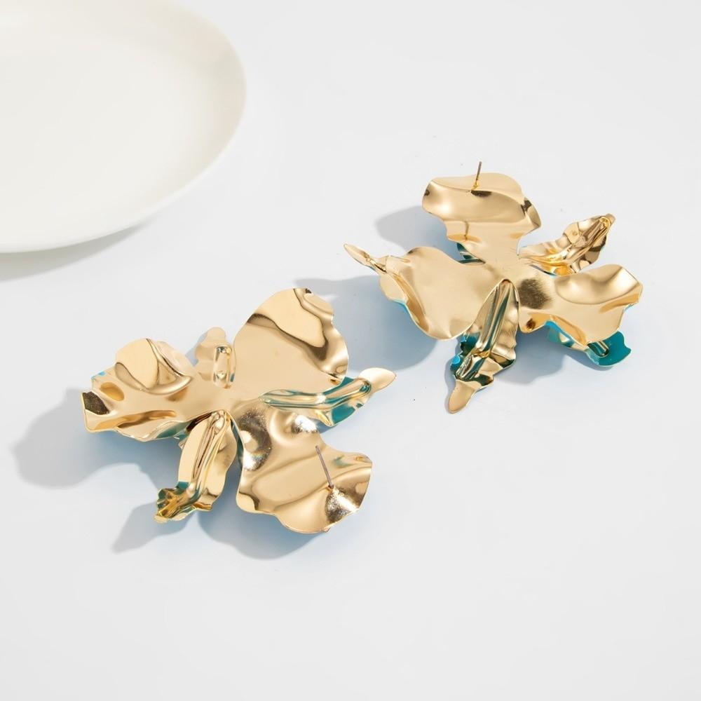 Oversized Statement Earrings Drip Oil Petal Earrings Fashion 3D Flower Stud Earrings Party Wear