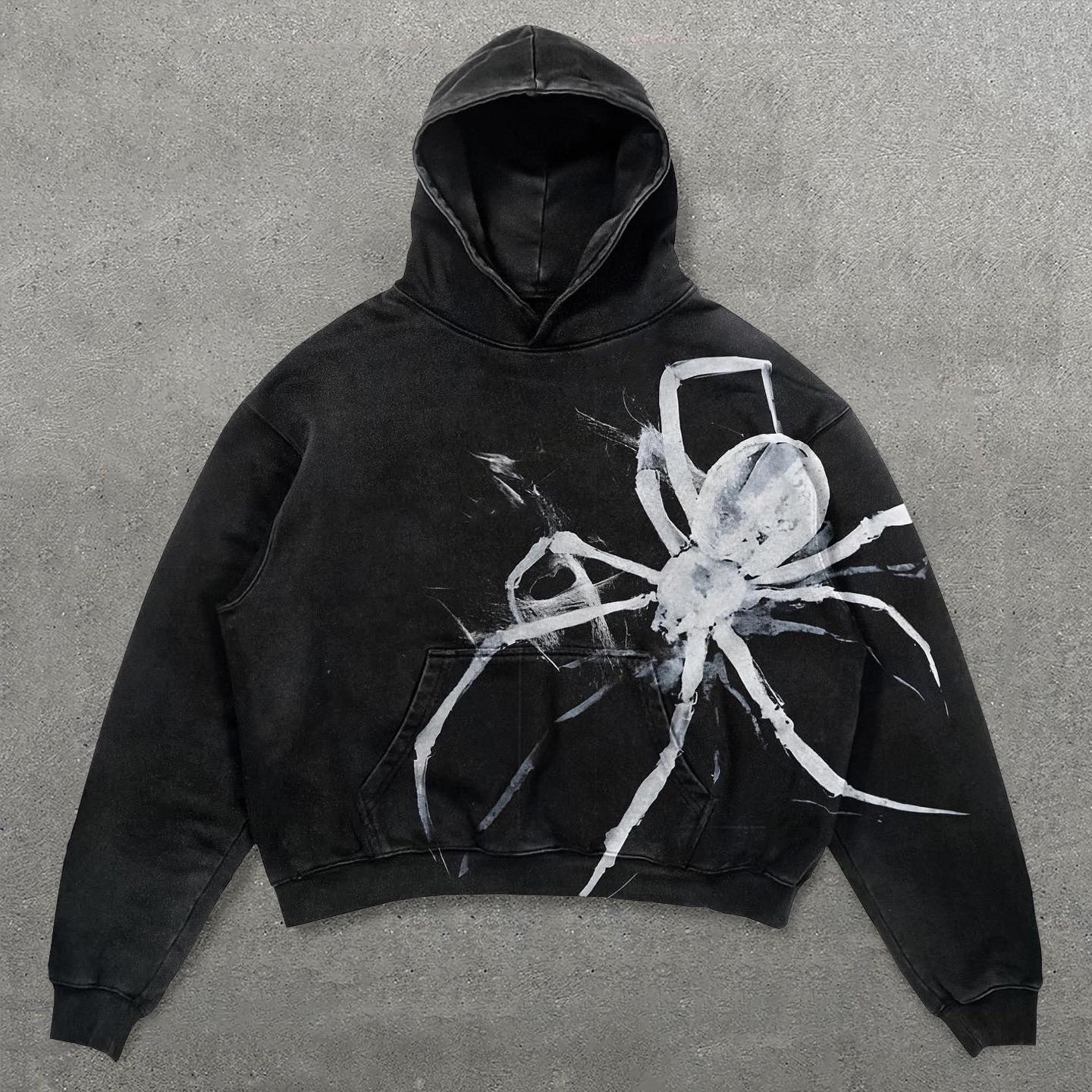 

Мужская толстовка с капюшоном, сильно вываренная, одежда Y2k в готическом стиле, ретро уличная одежда с узором, женский пуловер, повседневная мода для мужчин, Харадзюку XXL