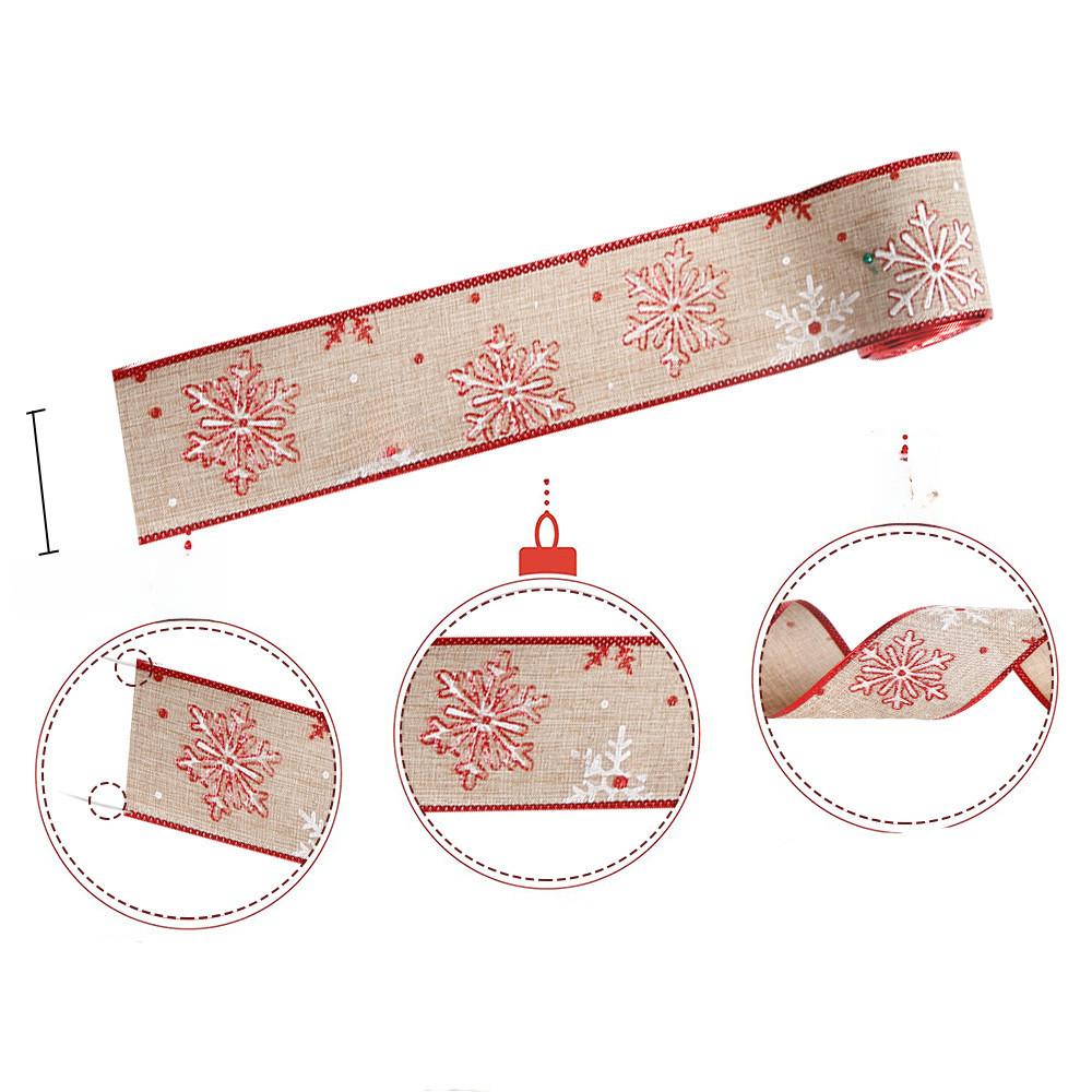 Elegant 2 Meter Christmas Ribbon Decorations With Snowflake And Pine Tree Designs
