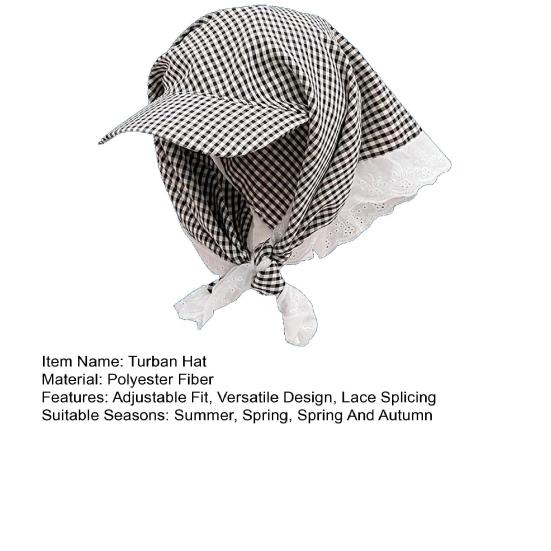 Turban Hat Adjustable Rear Strap Sweet Bow Widened Brim Blocks UV Rays Neck Protection Quick-Dry Ventilated Sun Hat