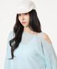 UNKNOWN PLANET Off-Shoulder Logo Long Sleeve Knit Light Blue