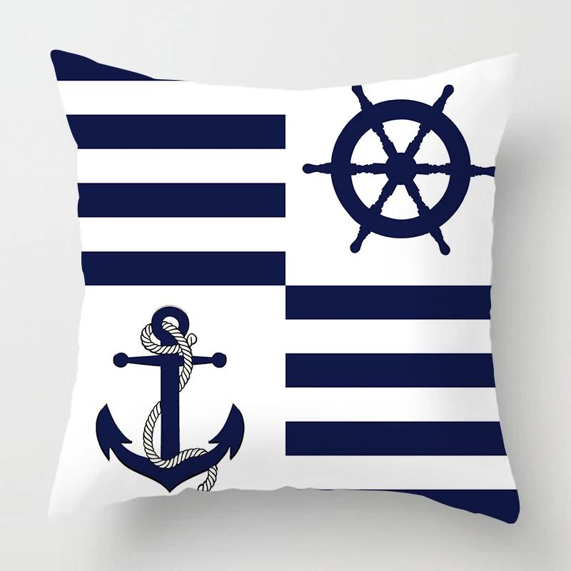 Nordic Dark Blue Nautical Collection Pillowcase Home Decor Sofa Decoration Cushion Cover