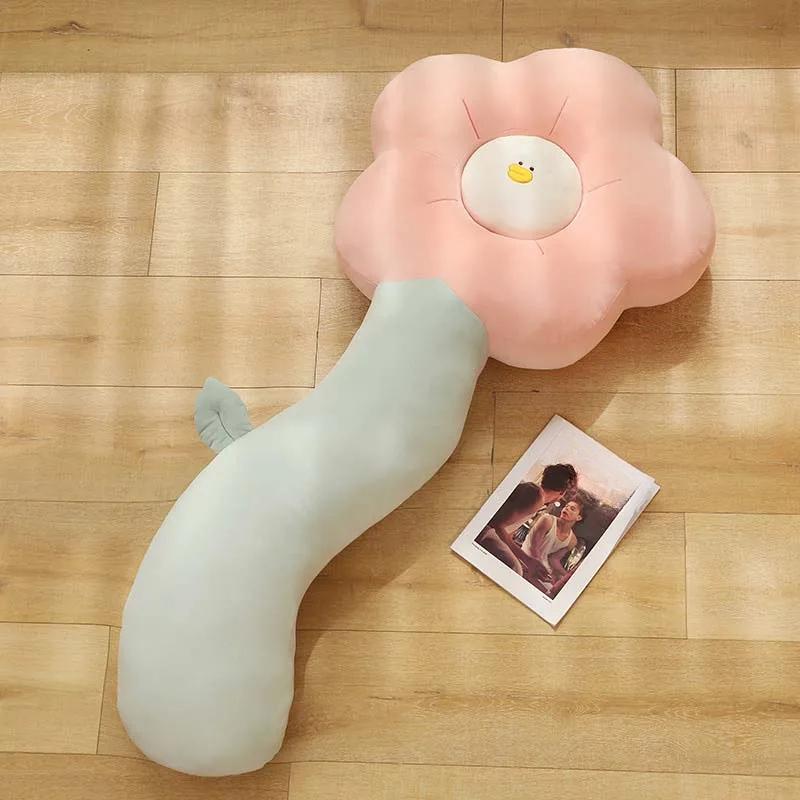 80/130CM Huge Colorful Flowers Duck Plush Pillow Plant Petal Cushion Stuffed Toys for Girls Baby Bed Decor Gift Sleeping Pillow
