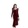 Plus Size French Style Velvet Mermaid Skirt: Slimming Hepburn-Inspired Dress for Autumn/Winter
