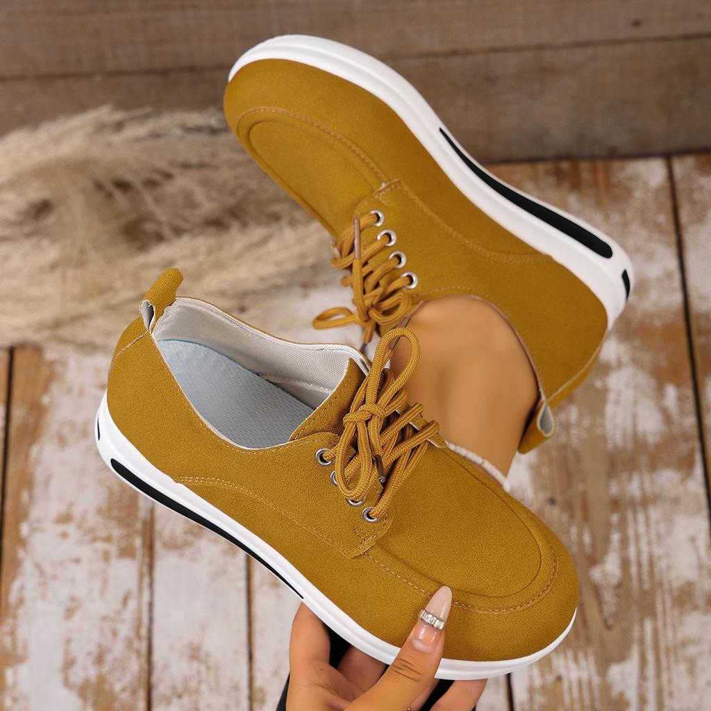 Faux Suede Wedges Loafers Women Autumn Lace Up Thick Bottom Casual Shoes Woman Plus Size 43 Anti Slip Platform Sneakers
