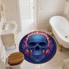Flaming Skull,Round Area Rug,Carpet Rug for Living Room Bedroom Sofa Playroom Decor,Non-slip Floor Mat