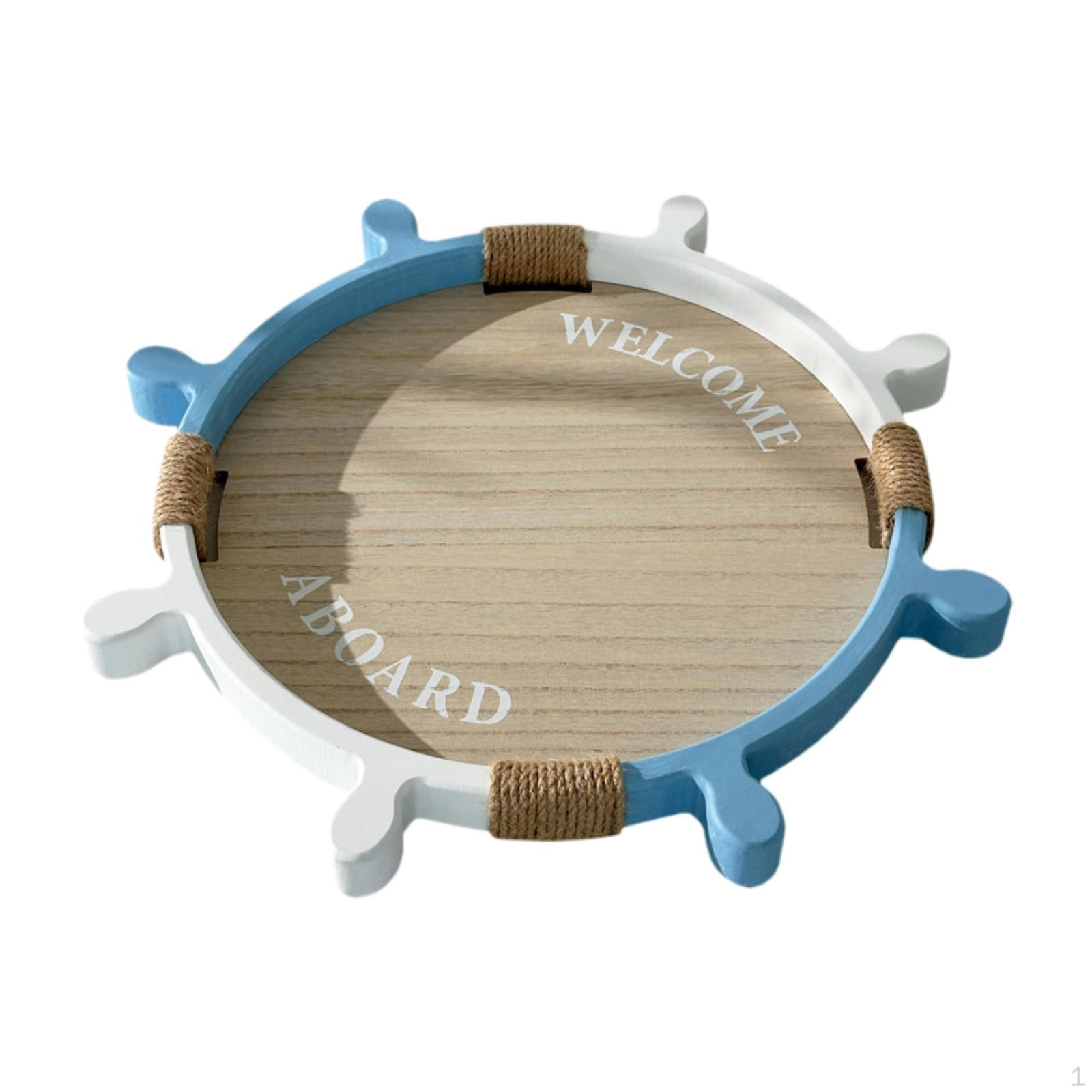 

Поднос для сервировки из дерева в форме штурвала лодки, круглый журнальный столик в средиземноморском стиле