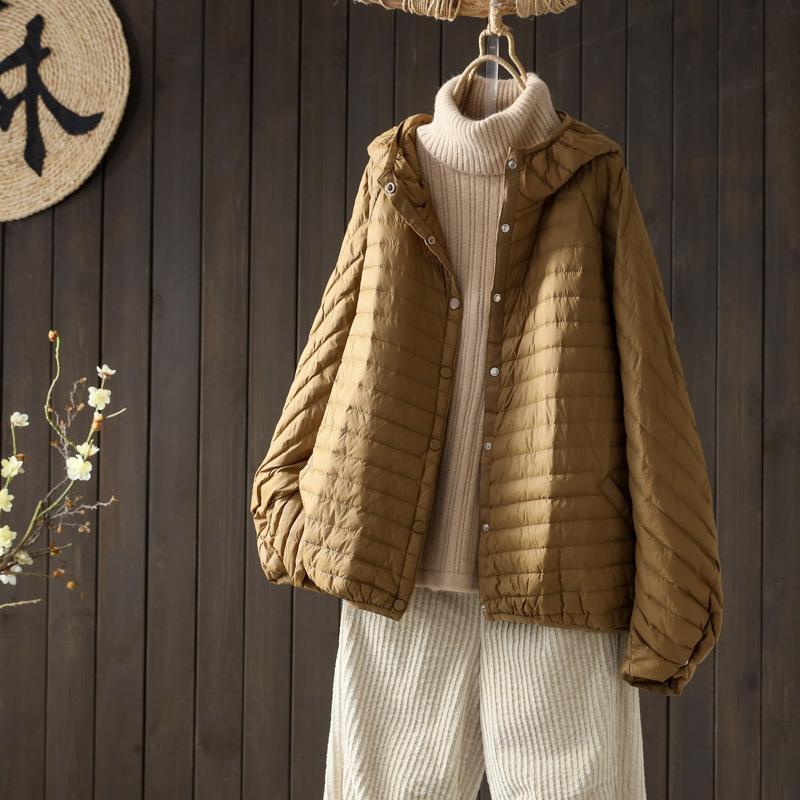 Women Down Jacket Hood Over Size Loose Casual Autumn Winter Outwear Coat