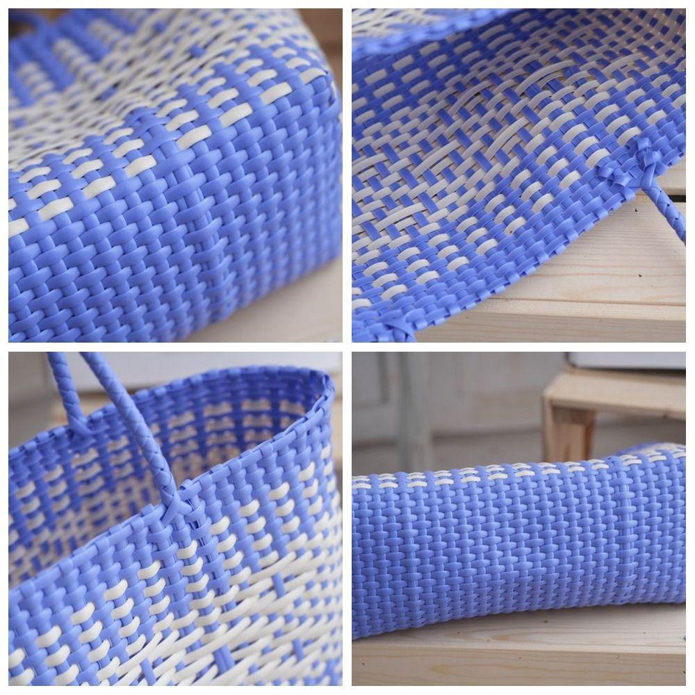 Urlaubsstil Geflochtene Tasche Hohlplastik Handtasche Trendige PVC Gemüsekorb Tasche Einkaufen