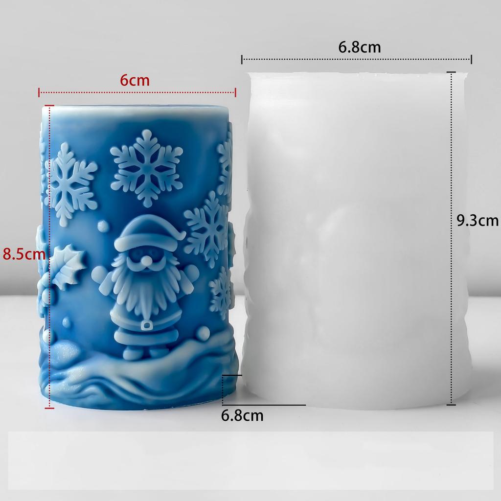3D Relief Cylinder Christmas Snowflake Elk Silicone Candle Mold Christmas Tree Santa Aroma Plaster Mold Candle Making Supplies