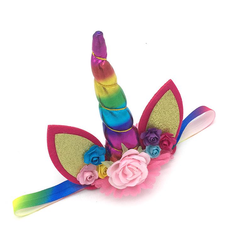 Unicorn Birthday Headband for Kids with Golden Horn