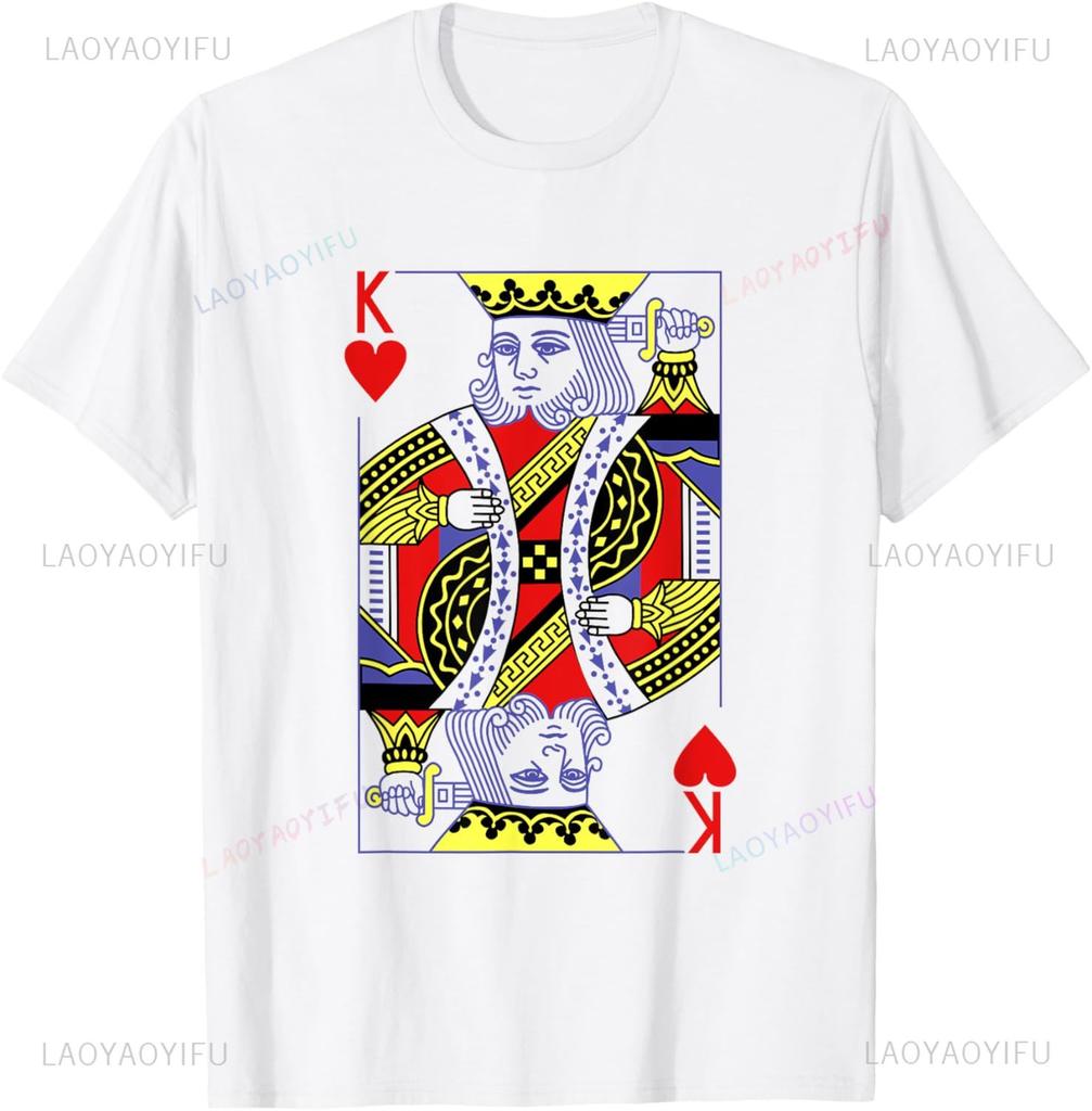 King of Hearts Royal Flush Costume Halloween Playing Cards TShirt Print Cotton Design Gifts T Shirts Funny Shirt Camiseta