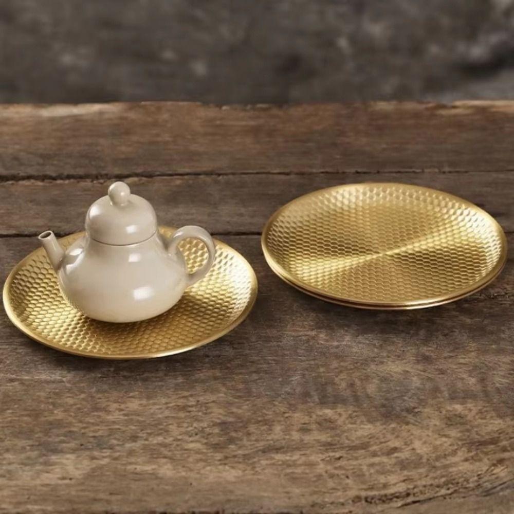 Copper Brass Material Copper Fruit Altar Plate Engraving Pattern Ball Bead Accent Tibetan Buddhist Decorative Dish