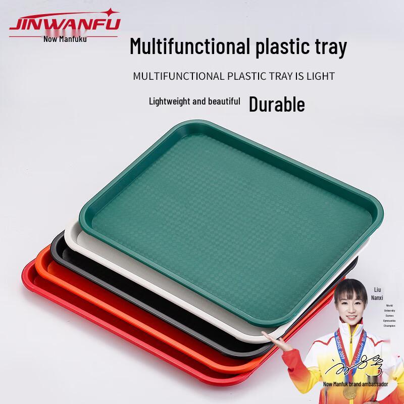 Jinwanfu Non-slip Rectangular Plastic Serving Tray