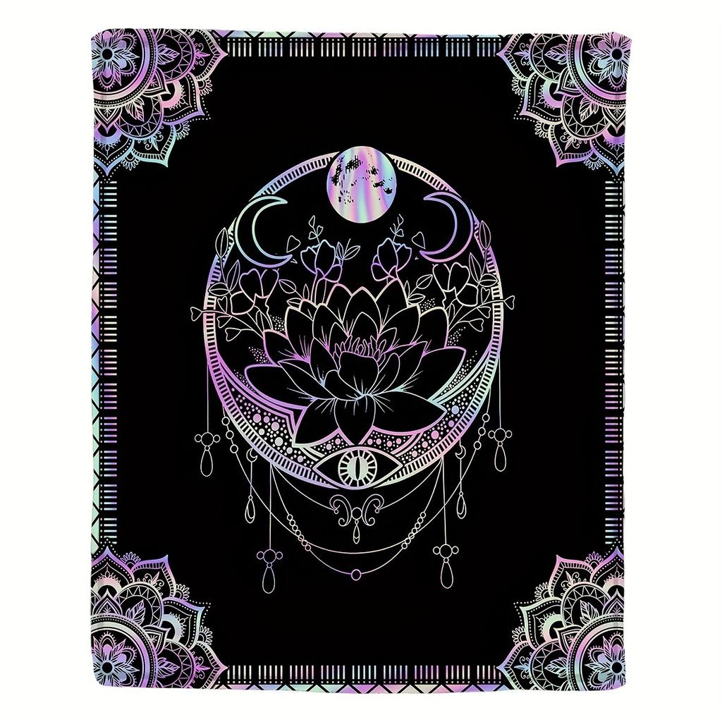Colorful Moon Lotus Printed Flannel Blanket Gift Blanket Soft and Comfortable Suitable for Adults Home Picnic Travel