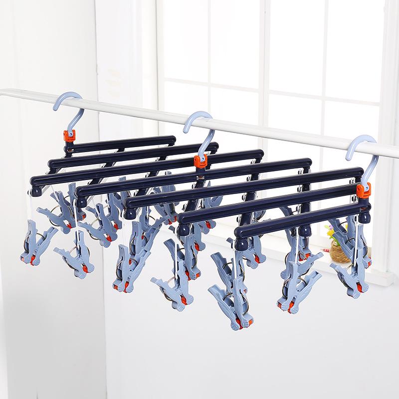 Multi-Functional Retractable Windproof Clothes Drying Rack with Seamless 3D Design and Storage Clips