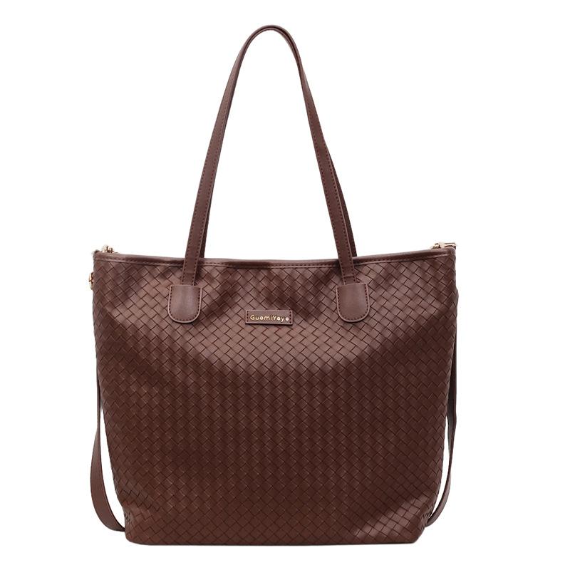 

Large capacity leisure 2025 summer new casual simple fashionable foreign trend commuter tote shoulder bag without pendant коричневый