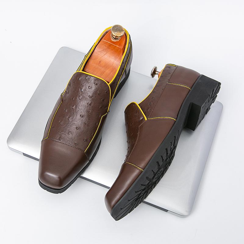 

Модная Высококачественная Ручной Работы Прошитая Мужская Повседневная Кожаная Обувь Брендовая Резиновая Нескользящая Подошва Обувь Модная Квадратный Носок Деловая Обувь 38 коричневый