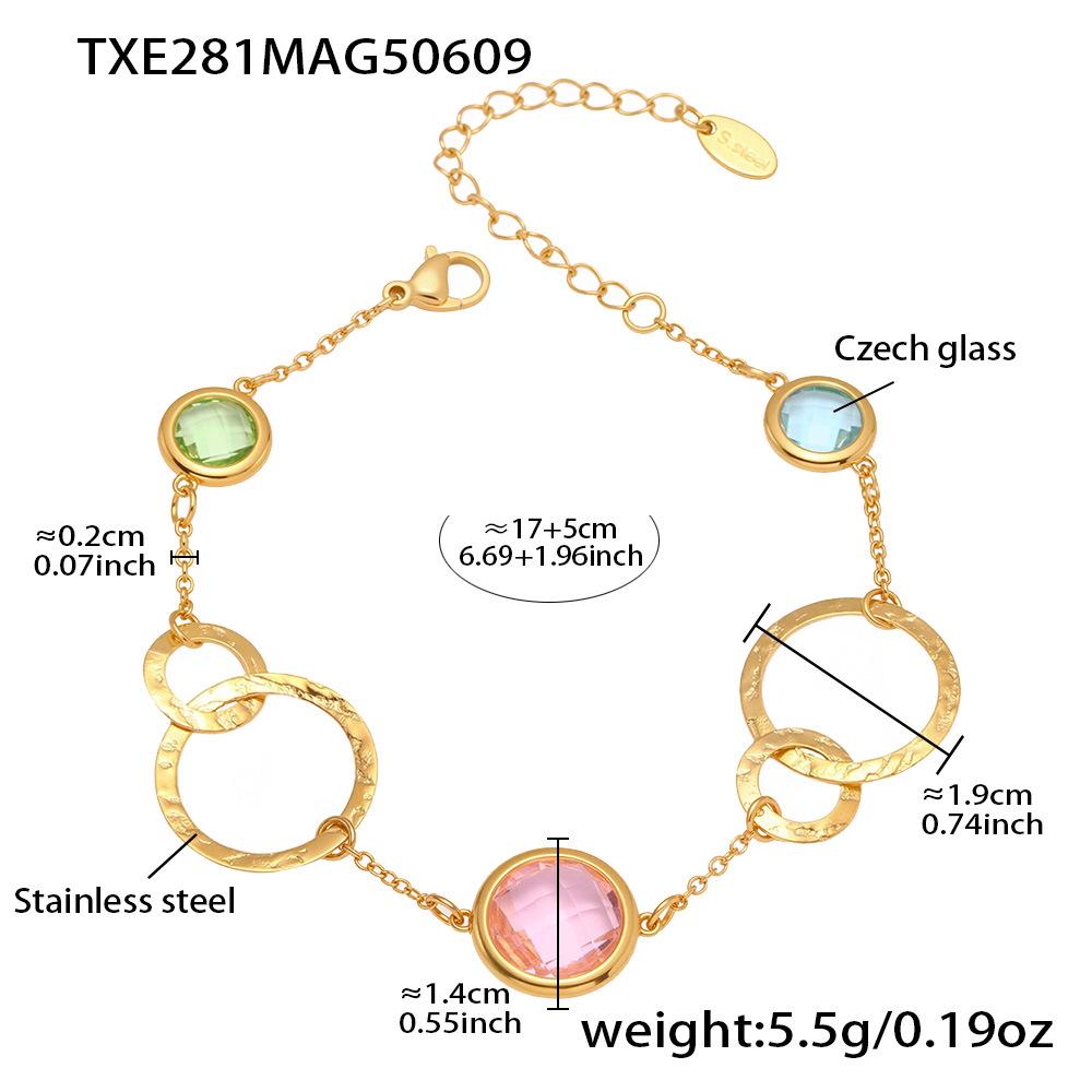 Qiong Yao Lustrous Glass Stone 8-Shaped Ring Bracelet - Unique Women s Jewelry, Fade-Resistant