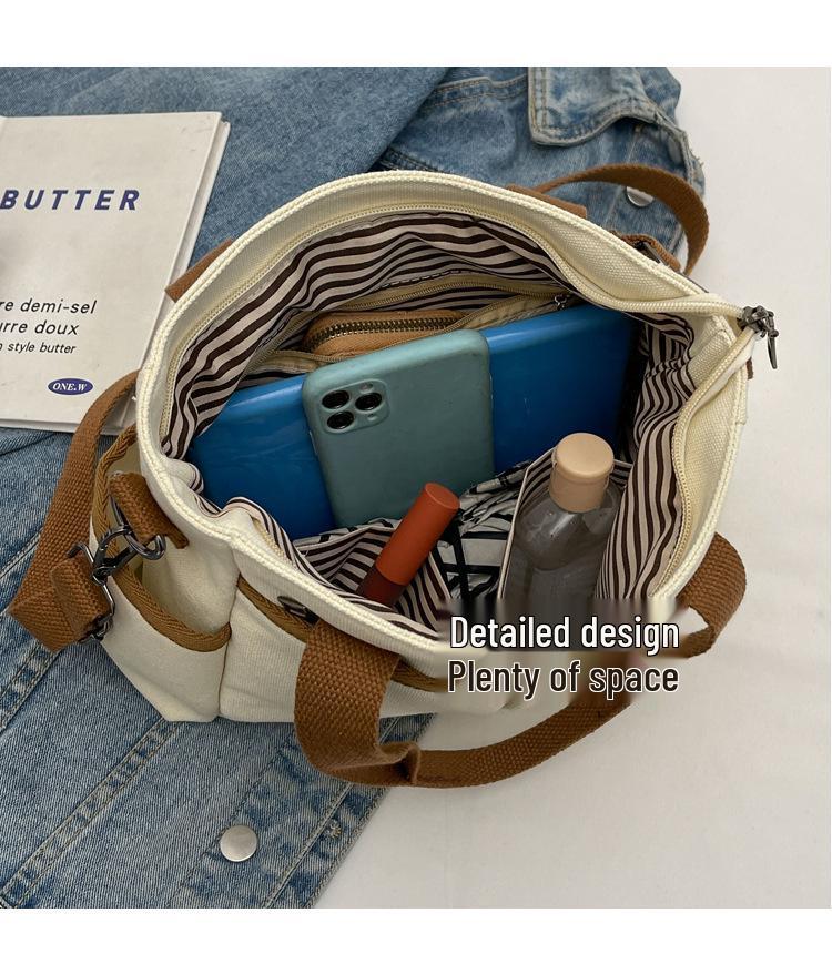 Women's Original Literary Crossbody Canvas Shoulder Bag - Thickened, Casual, Portable Tote for Student Commute