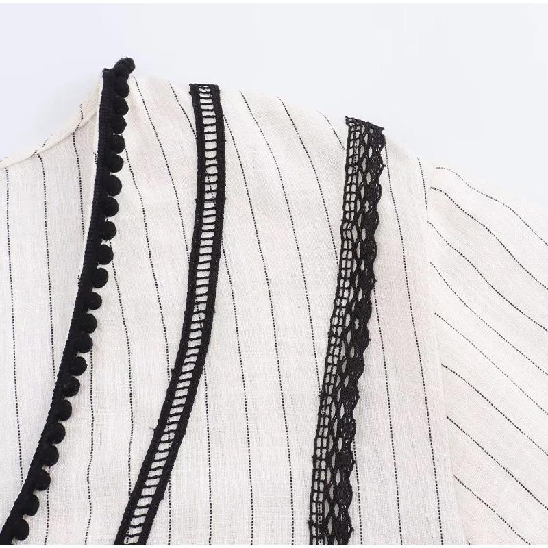 Losgebreide Patchwork Lange Jurken Vrouwen Elegant V-hals Lange Mouw Ruches Split Jurk Herfst Dame Casual Vakantie Robe