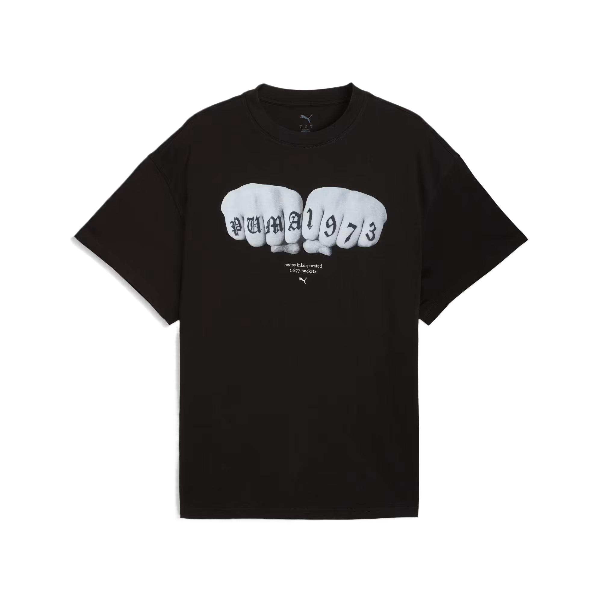 Puma Swish And Ink Round Neck Loose T-Shirt Men tops 634658-01